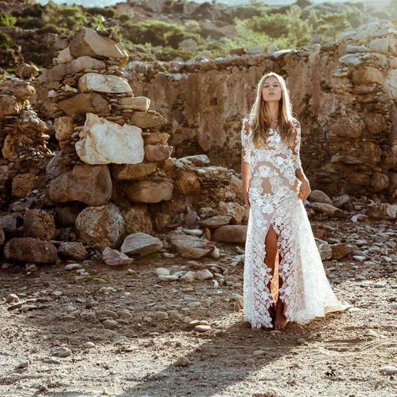 Lovers Society Kennedy Wedding Gown Size 10 Boho Lace